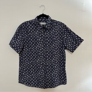Cotton & Co. Shirt Sz S Blue Tropical Button Up/Down Breezy Beach Casual Top